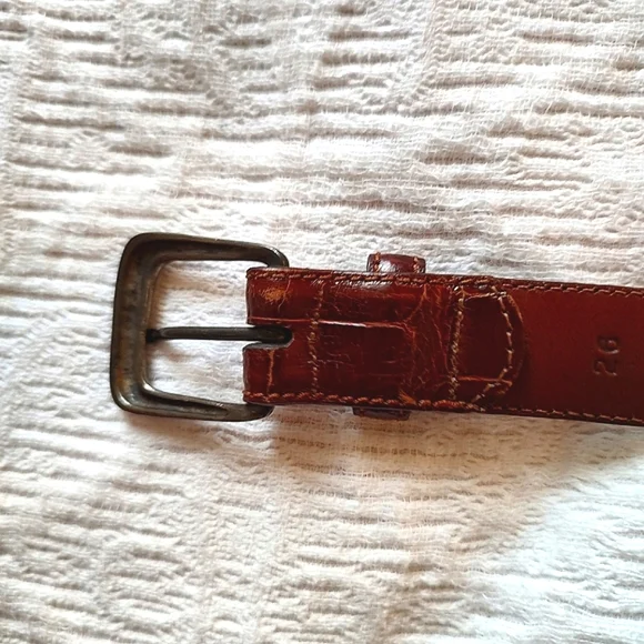 VTG Ralph Lauren Genuine Alligator Belt Sterling Silver 1985 Brown 26 - Picture 10 of 16